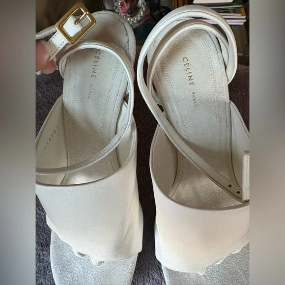Celine white leather glove sandals 36.5 - Picture 11 of 16